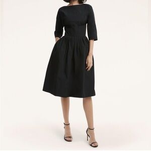 Brooks Brothers Black Pleated Midi Dress Taffeta